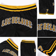 Load image into Gallery viewer, Custom Black Gold-White Authentic Throwback Basketball Shorts