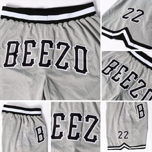 Load image into Gallery viewer, Custom Gray Black-White Authentic Throwback Basketball Shorts