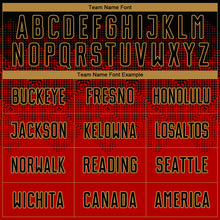 Load image into Gallery viewer, Custom Red Black-Old Gold Round Neck Sublimation Basketball Suit Jersey