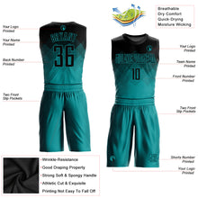 Load image into Gallery viewer, Custom Teal Black Round Neck Sublimation Basketball Suit Jersey
