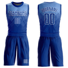 Load image into Gallery viewer, Custom Light Blue Royal-White Round Neck Sublimation Basketball Suit Jersey