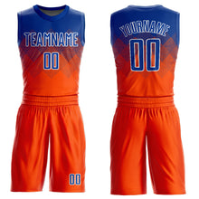 Load image into Gallery viewer, Custom Orange Royal-White Round Neck Sublimation Basketball Suit Jersey