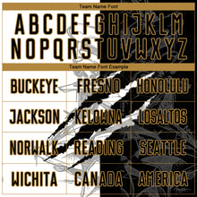 Load image into Gallery viewer, Custom Graffiti Pattern Black-Old Gold Scratch Round Neck Sublimation Basketball Suit Jersey