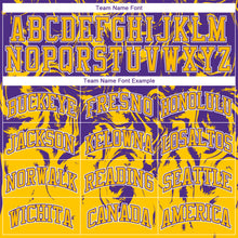 Load image into Gallery viewer, Custom Gold White-Purple Round Neck Sublimation Basketball Suit Jersey