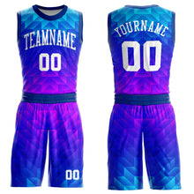 Load image into Gallery viewer, Custom Royal White Light Blue-Hot Pink Round Neck Sublimation Basketball Suit Jersey