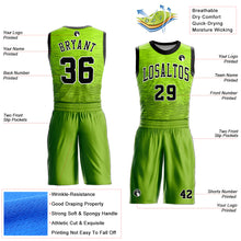Load image into Gallery viewer, Custom Neon Green Black-White Round Neck Sublimation Basketball Suit Jersey