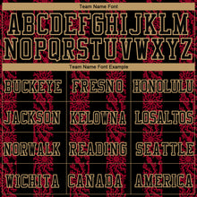 Load image into Gallery viewer, Custom Red Black-Old Gold Round Neck Sublimation Basketball Suit Jersey