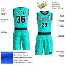 Load image into Gallery viewer, Custom Aqua Black-White Round Neck Sublimation Basketball Suit Jersey