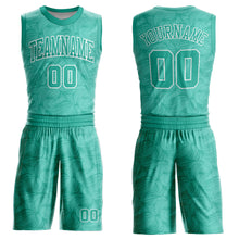 Load image into Gallery viewer, Custom Aqua White Round Neck Sublimation Basketball Suit Jersey