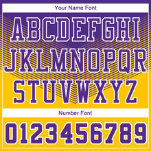 Load image into Gallery viewer, Custom Gold Purple-White Round Neck Sublimation Basketball Suit Jersey