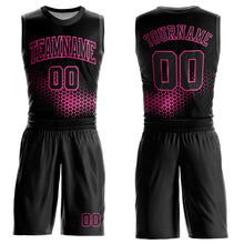 Load image into Gallery viewer, Custom Black Pink Round Neck Sublimation Basketball Suit Jersey