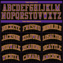 Load image into Gallery viewer, Custom Black Purple-Gold Round Neck Sublimation Basketball Suit Jersey