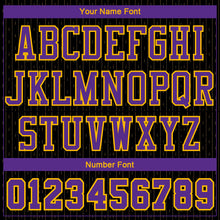Load image into Gallery viewer, Custom Black Purple-Gold Round Neck Sublimation Basketball Suit Jersey