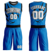 Load image into Gallery viewer, Custom Blue White-Black Animals Claws Round Neck Sublimation Basketball Suit Jersey