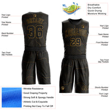 Load image into Gallery viewer, Custom Black Old Gold Round Neck Sublimation Basketball Suit Jersey