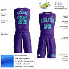 Load image into Gallery viewer, Custom Purple Teal-White Round Neck Sublimation Basketball Suit Jersey