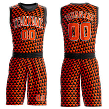 Load image into Gallery viewer, Custom Orange White-Black Triangle Shapes Round Neck Sublimation Basketball Suit Jersey