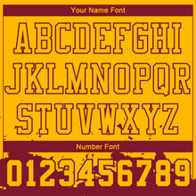 Load image into Gallery viewer, Custom Yellow Maroon Color Splash Round Neck Sublimation Basketball Suit Jersey