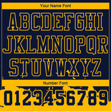 Load image into Gallery viewer, Custom Navy Yellow Color Splash Round Neck Sublimation Basketball Suit Jersey