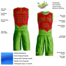 Load image into Gallery viewer, Custom Red Neon Green Color Splash Round Neck Sublimation Basketball Suit Jersey