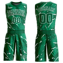 Load image into Gallery viewer, Custom Green White Bright Lines Round Neck Sublimation Basketball Suit Jersey