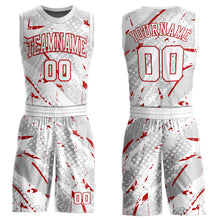 Load image into Gallery viewer, Custom White Red Bright Lines Round Neck Sublimation Basketball Suit Jersey
