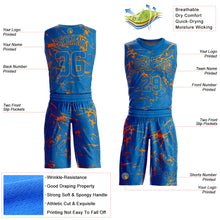 Load image into Gallery viewer, Custom Blue Bay Orange Abstract Grunge Art Round Neck Sublimation Basketball Suit Jersey