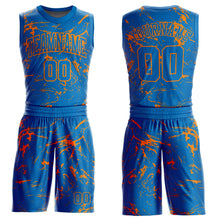 Load image into Gallery viewer, Custom Blue Bay Orange Abstract Grunge Art Round Neck Sublimation Basketball Suit Jersey