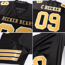 Load image into Gallery viewer, Custom Black Gold-White Mesh Authentic Football Jersey