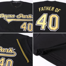 Load image into Gallery viewer, Custom Black Gold-White Authentic Throwback Rib-Knit Baseball Jersey Shirt