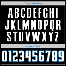 Load image into Gallery viewer, Custom Black White-Blue Authentic Throwback Basketball Jersey