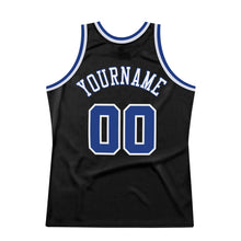 Load image into Gallery viewer, Custom Black Royal-White Authentic Throwback Basketball Jersey