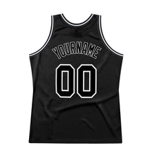 Load image into Gallery viewer, Custom Black Black-White Authentic Throwback Basketball Jersey