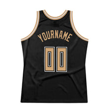 Load image into Gallery viewer, Custom Black Old Gold-White Authentic Throwback Basketball Jersey