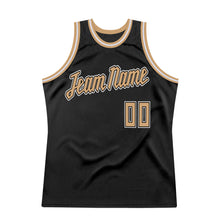 Load image into Gallery viewer, Custom Black Old Gold-White Authentic Throwback Basketball Jersey