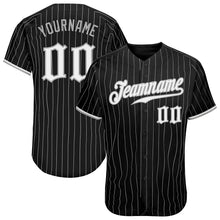 Load image into Gallery viewer, Custom Black Gray Pinstripe White-Gray Authentic Baseball Jersey