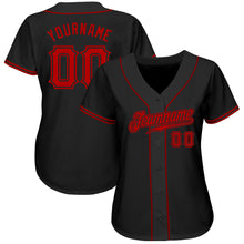 Load image into Gallery viewer, Custom Black Red Authentic Baseball Jersey