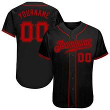 Load image into Gallery viewer, Custom Black Red Authentic Baseball Jersey
