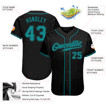 Load image into Gallery viewer, Custom Black Teal Authentic Baseball Jersey