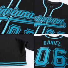 Load image into Gallery viewer, Custom Black Teal Authentic Baseball Jersey