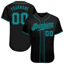 Load image into Gallery viewer, Custom Black Teal Authentic Baseball Jersey