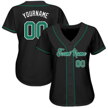 Load image into Gallery viewer, Custom Black Kelly Green-White Authentic Baseball Jersey