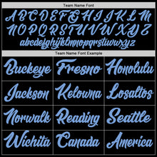 Load image into Gallery viewer, Custom Black Red-Light Blue Authentic Baseball Jersey