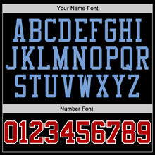 Load image into Gallery viewer, Custom Black Red-Light Blue Authentic Baseball Jersey