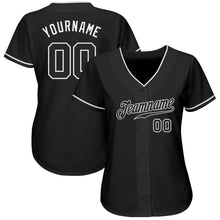 Load image into Gallery viewer, Custom Black Black-White Authentic Baseball Jersey