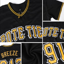 Load image into Gallery viewer, Custom Black Black-Vegas Gold Authentic Baseball Jersey