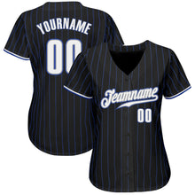 Load image into Gallery viewer, Custom Black Royal Pinstripe White-Gray Authentic Baseball Jersey