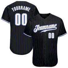 Load image into Gallery viewer, Custom Black Royal Pinstripe White-Gray Authentic Baseball Jersey