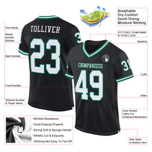 Load image into Gallery viewer, Custom Black White-Kelly Green Mesh Authentic Throwback Football Jersey