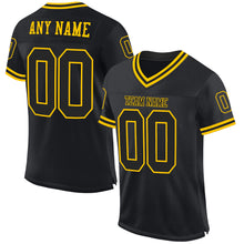 Load image into Gallery viewer, Custom Black Black-Gold Mesh Authentic Throwback Football Jersey